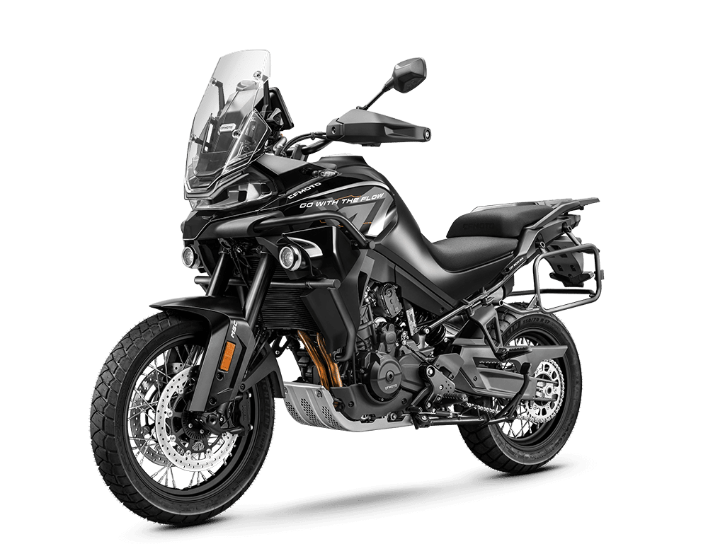 CFMOTO 800MT Explore toonis must eest diagonaalis vaates